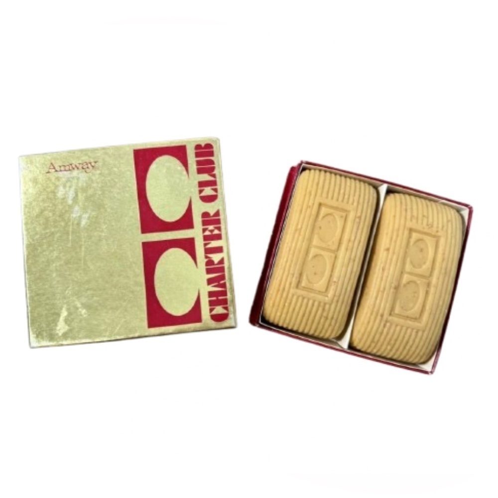 Vintage 70s Amway Charter Club Soap Bar Box Set -2 Bars Mens Advertising 1979